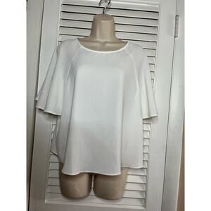 Classic Philopsophy clothing ivory blouse with flutter sleeves L work casaul